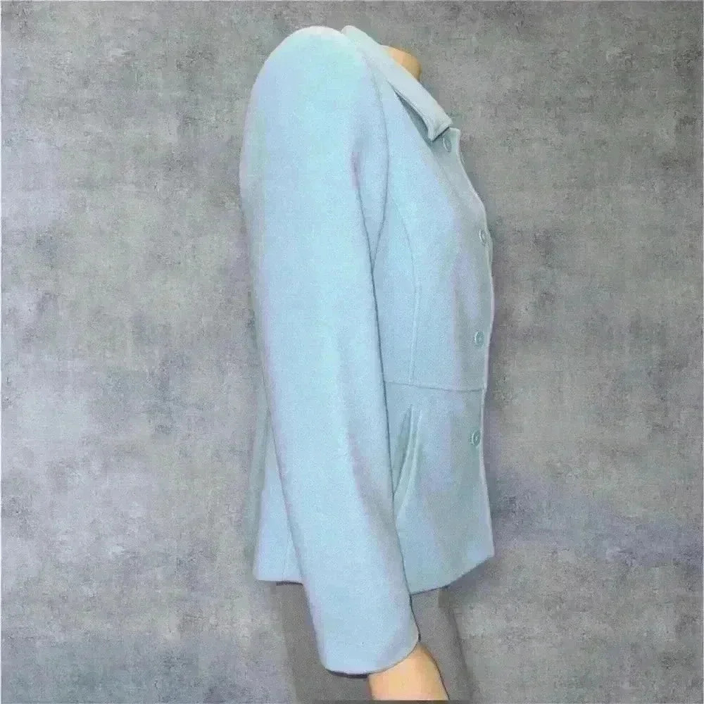 Chadwicks Women's Light Blue Wool Jacket - Classic Button-Up Design size 6 - Picture 4 of 10